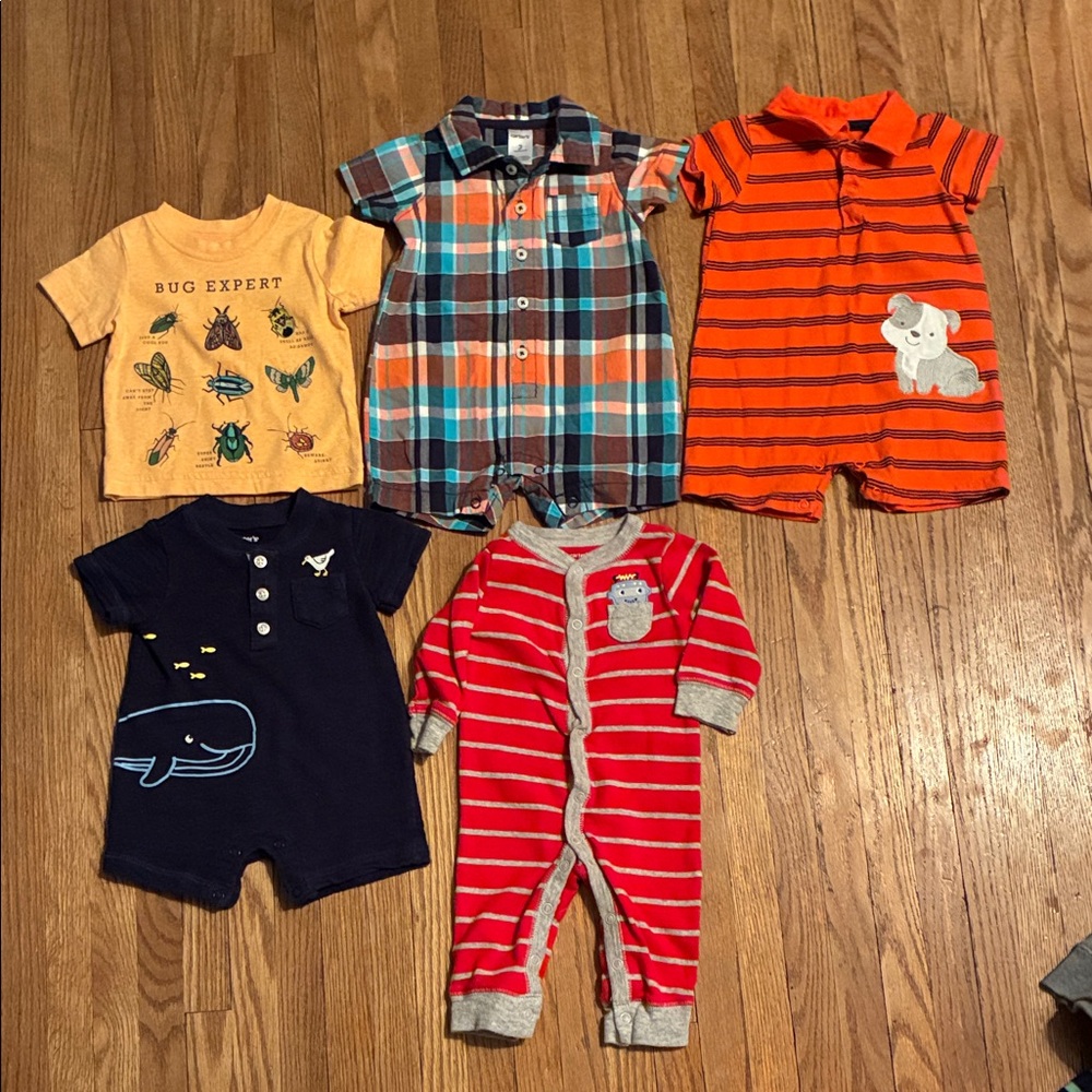 Carter's Colorful Kids Bodysuit Set - Blue, Orange, Red